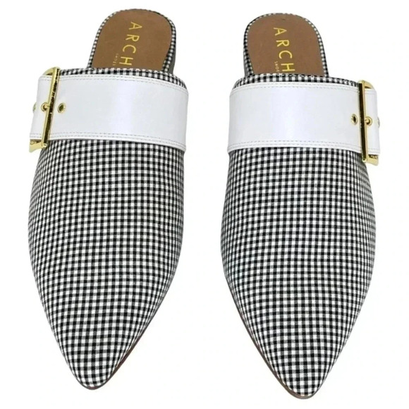 Archive Bond Gingham Checkered Fabric Womens Flat Mules Size 7.5M - Picture 5 of 16